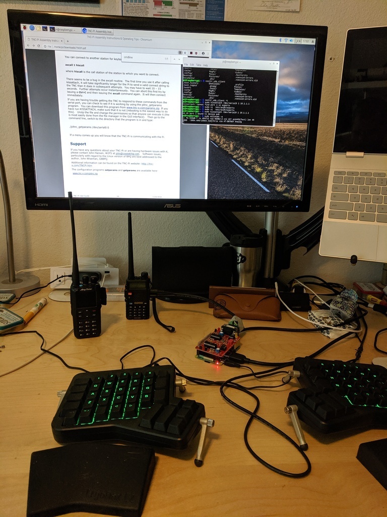 TNC-Pi set up on a desktop