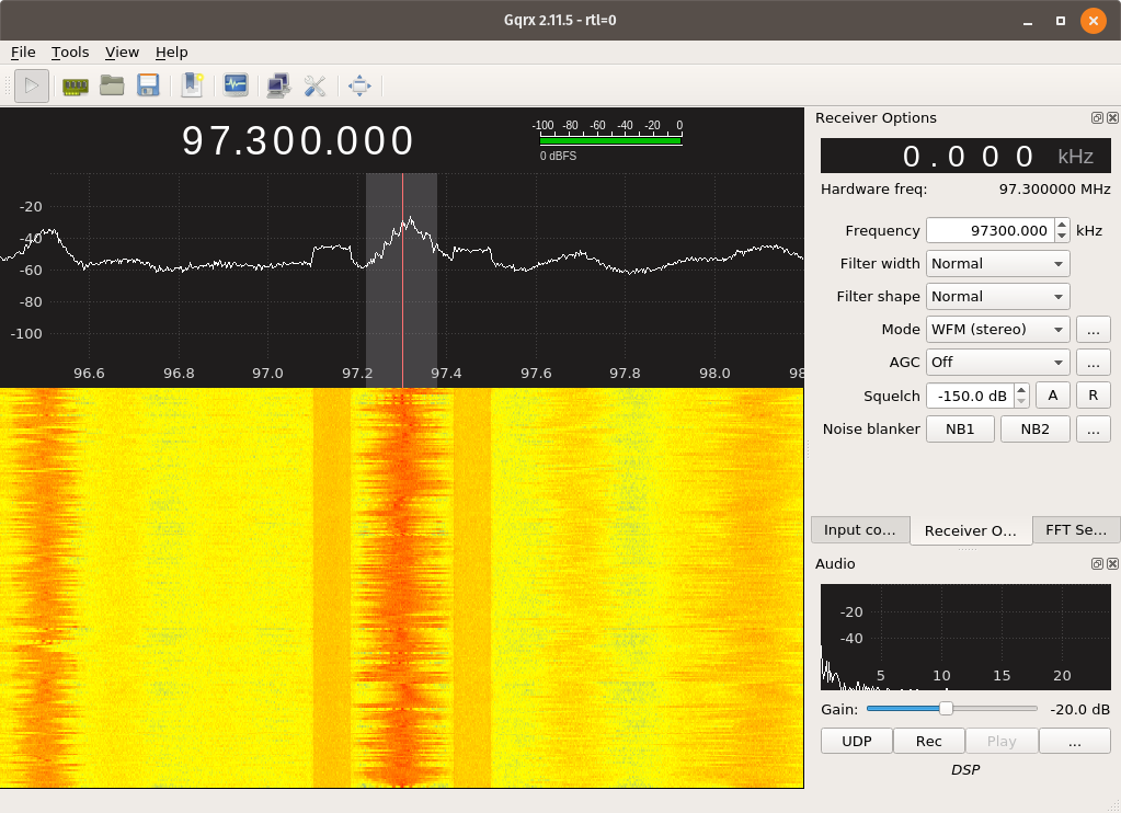 gqrx window on 97.3 FM