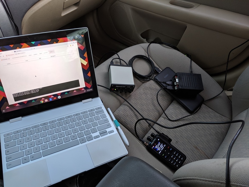 Raspberry Pi and SignaLink USB in a car