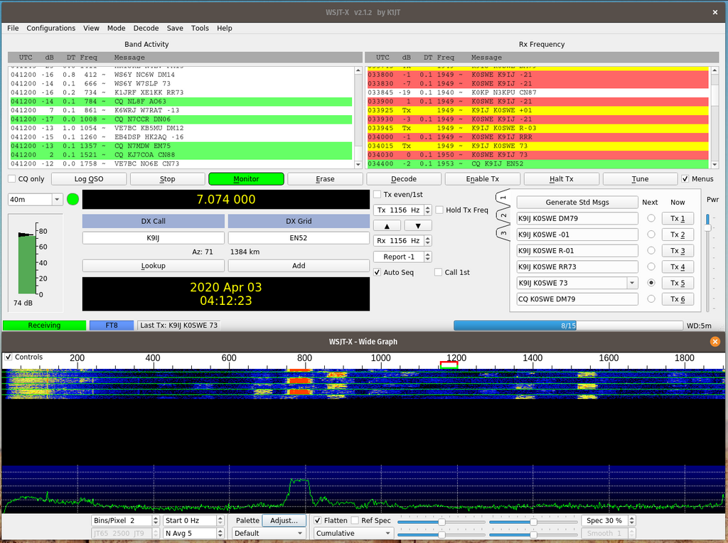 WSJT-X display