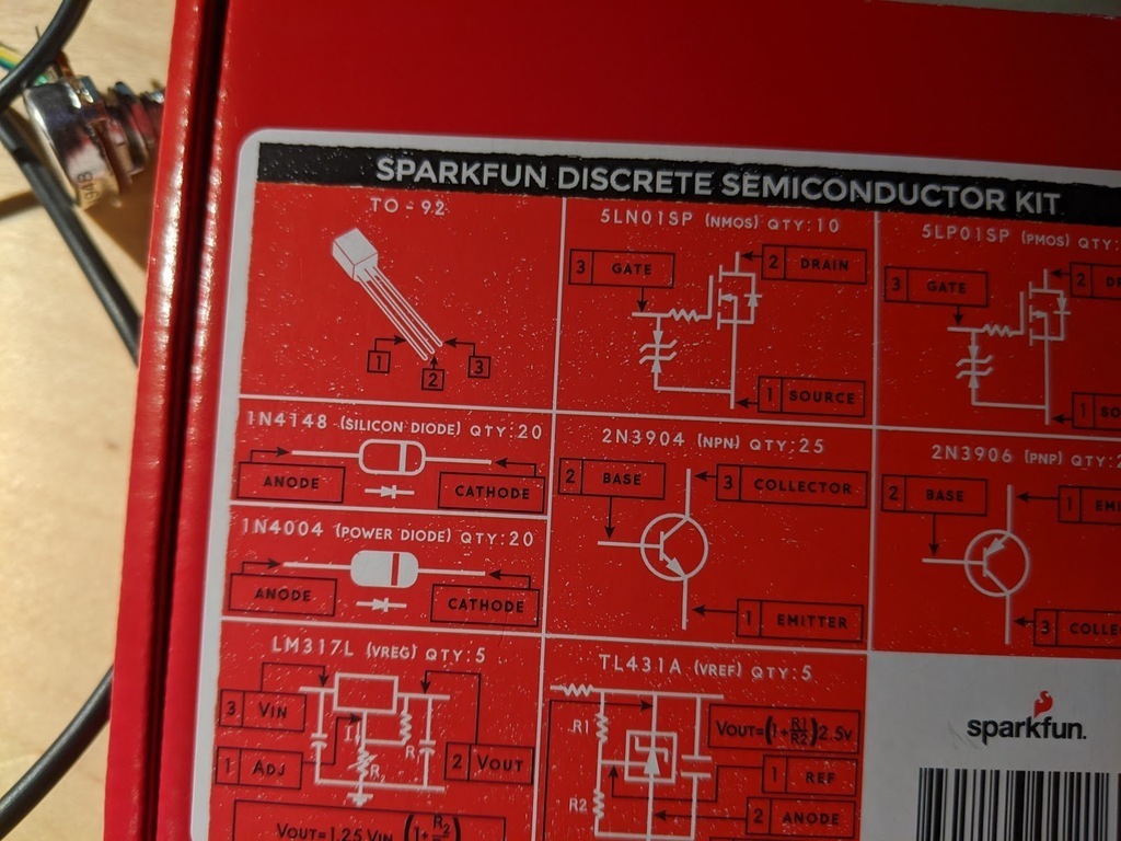 Sparkfun transistor kit box