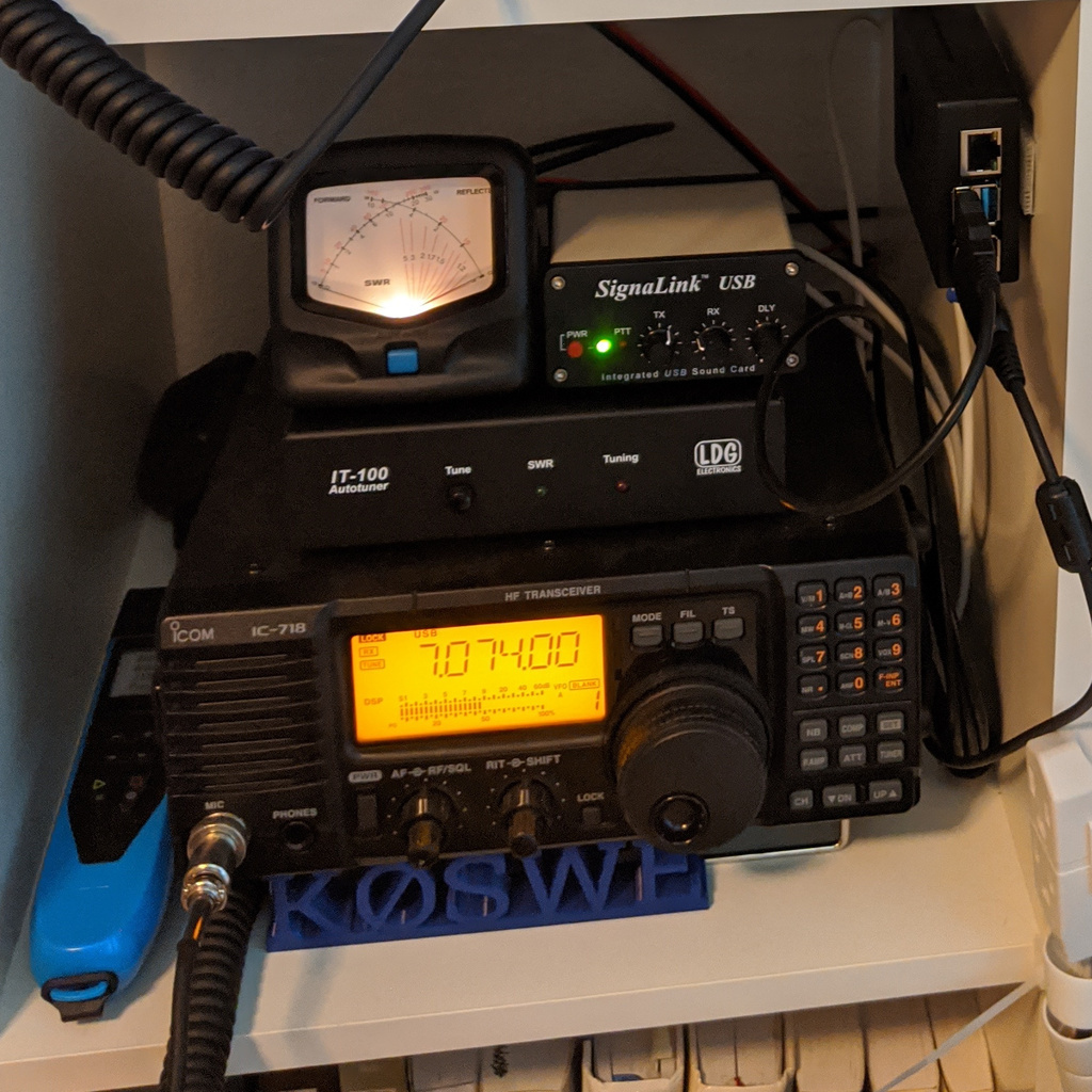Ham radio connected to a Raspberry Pi computer