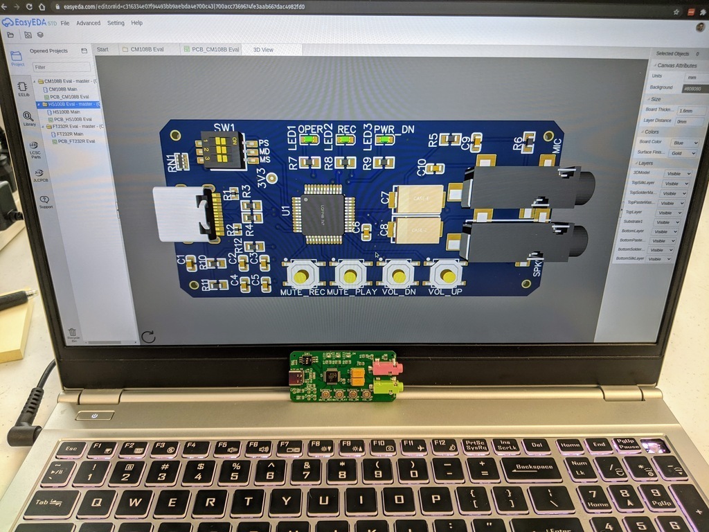JLCPCB design and physical board