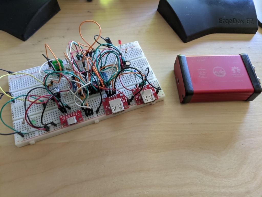 USB hub on breadboard