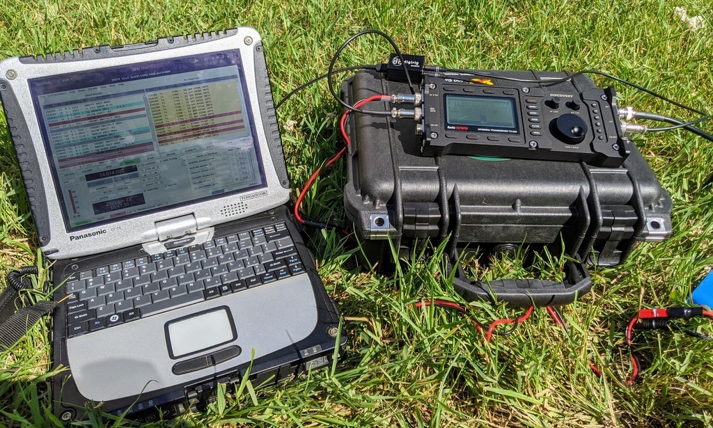 QRP station with Digirig Mobile in grass