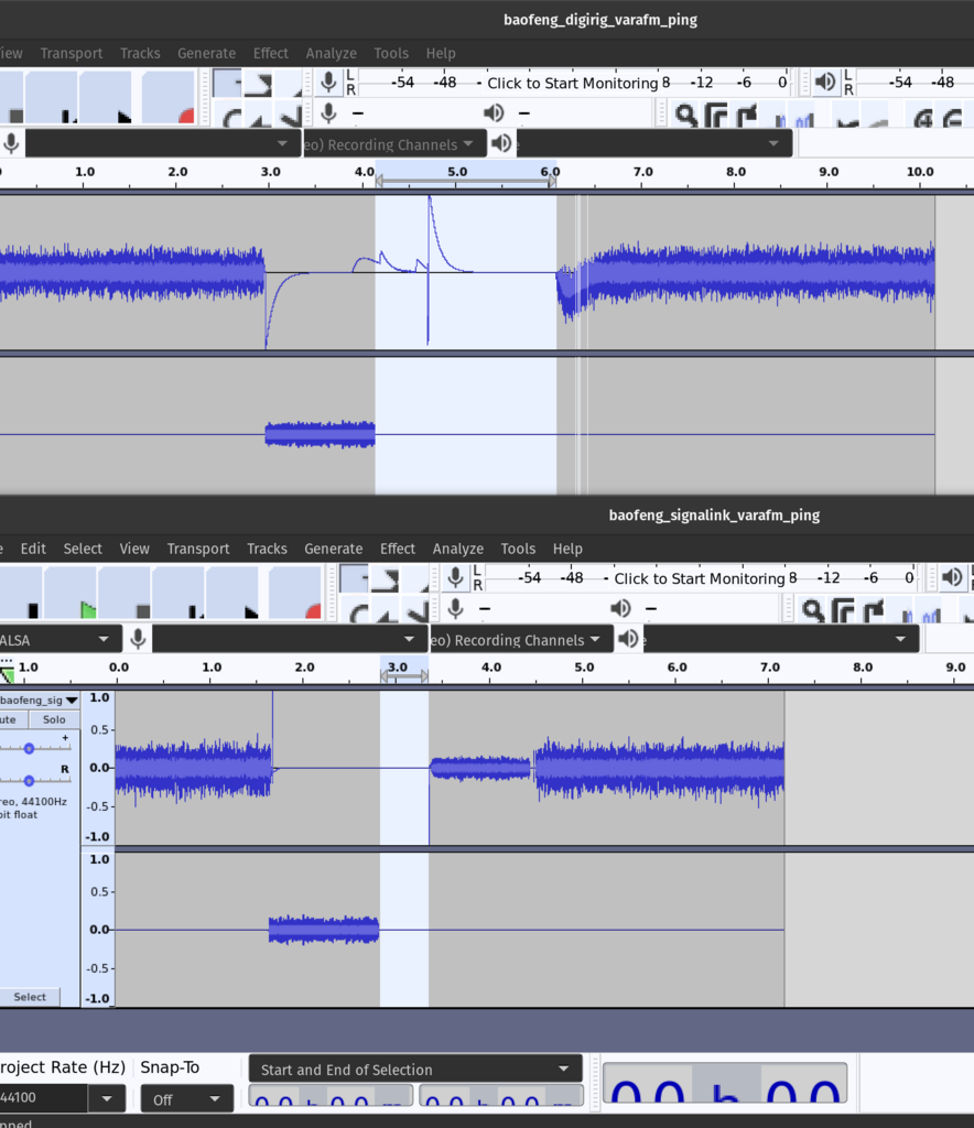 Screenshot of VARA FM in Audacity